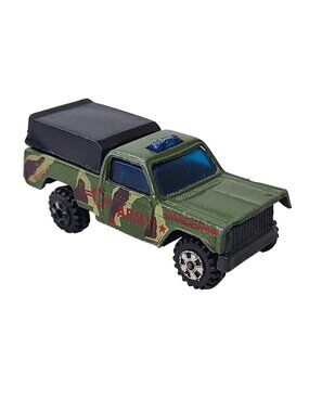 Diecast Army Pickup Truck Camo Military Toy Blue Light Bar Black Cover